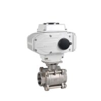 . Vanne à boisseau sphérique 3 pièces avec moteur électrique Vanne à boisseau sphérique 3 pièces avec moteur électrique